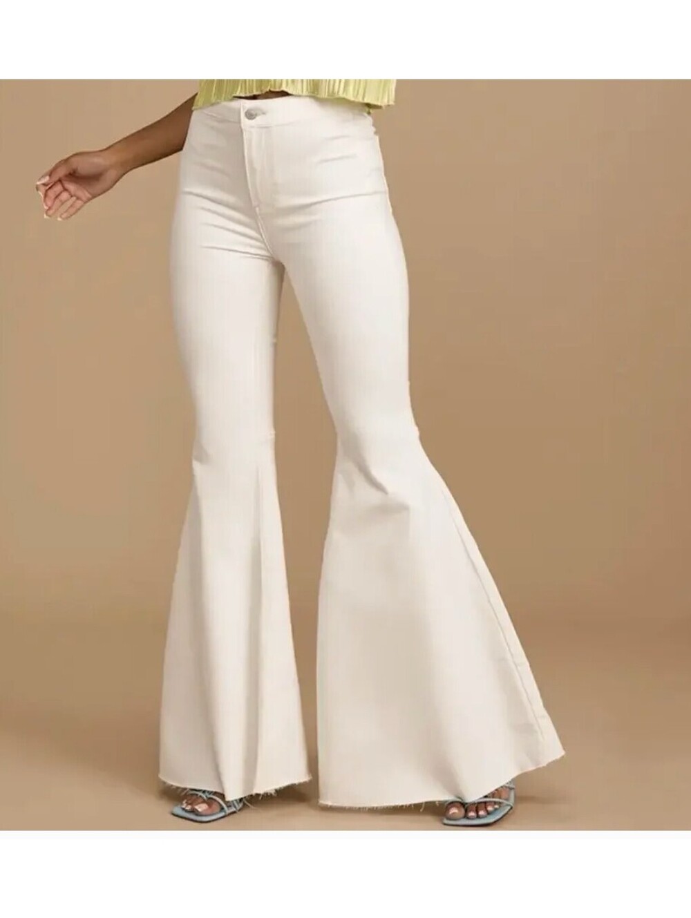 Free People White High Rise 70s Super Flare Jeans Women’s 27 Boho Fall Pants